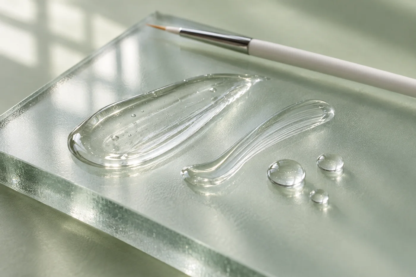 Clear cosmetic gel textures on frosted glass